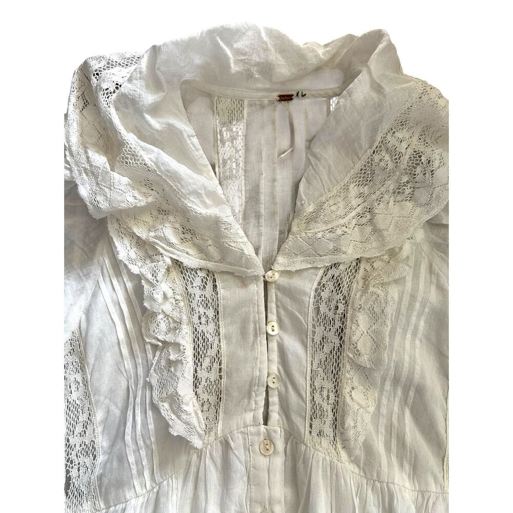 Free People Sunkissed Mini Dress Women's Size Medium 100% Cotton Ivory - Picture 6 of 11